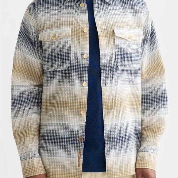 Scotch & Soda Lucky Charm Stripe Woven Waffle Button-Up Shirt Size L 100% Cotton - Picture 15 of 16